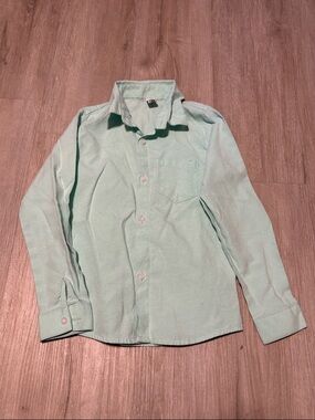 Girls' Mint Green Long-Sleeve Button-Down Shirt